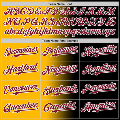 Custom Black Crimson Gold-White Authentic Gradient Fashion Baseball Jersey - Sky-Custom