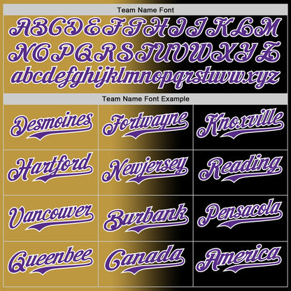 Custom Black Purple Old Gold-White Authentic Gradient Fashion Baseball Jersey - Sky-Custom