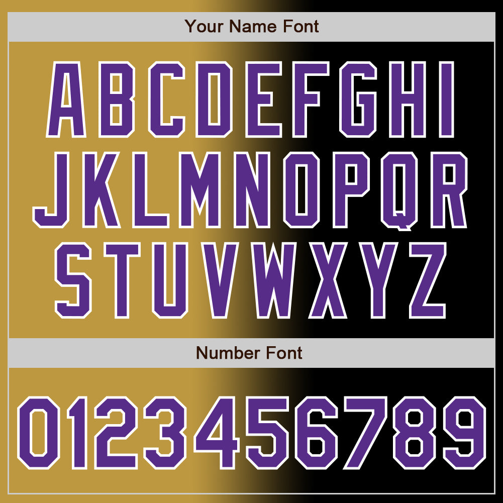 Custom Black Purple Old Gold-White Authentic Gradient Fashion Baseball Jersey - Sky-Custom