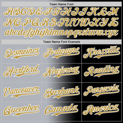Custom Black Old Gold Gray-White Authentic Gradient Fashion Baseball Jersey - Sky-Custom