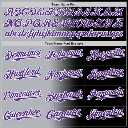 Custom Black Purple Gray-White Authentic Gradient Fashion Baseball Jersey - Sky-Custom