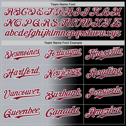 Custom Black Crimson Gray-White Authentic Gradient Fashion Baseball Jersey - Sky-Custom
