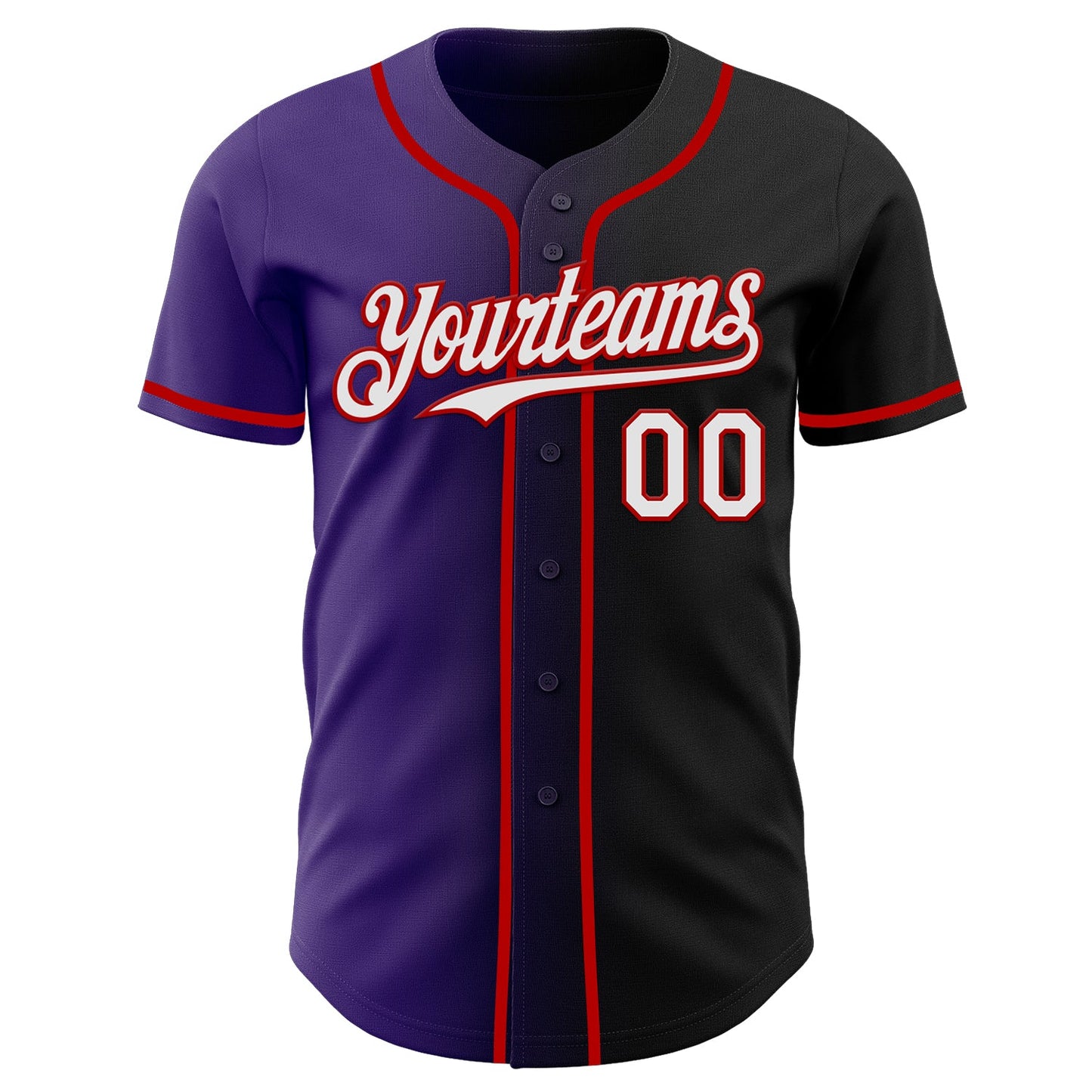 Custom Black White Purple-Red Authentic Gradient Fashion Baseball Jersey - Sky-Custom