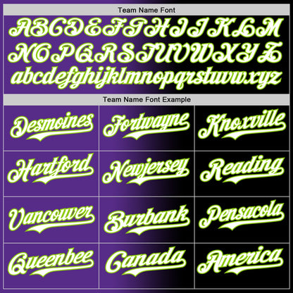Custom Black White Purple-Neon Green Authentic Gradient Fashion Baseball Jersey - Sky-Custom