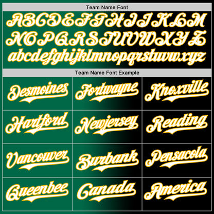 Custom Black White Kelly Green-Gold Authentic Gradient Fashion Baseball Jersey - Sky-Custom