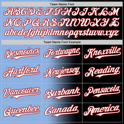 Custom Black White Light Blue-Red Authentic Gradient Fashion Baseball Jersey - Sky-Custom
