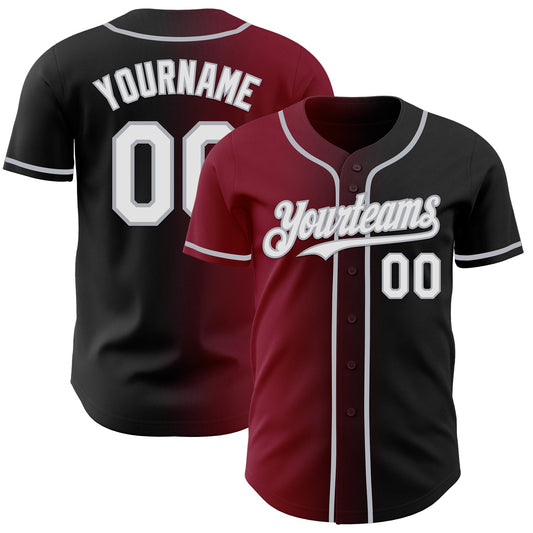 Custom Black White Crimson-Gray Authentic Gradient Fashion Baseball Jersey - Sky-Custom