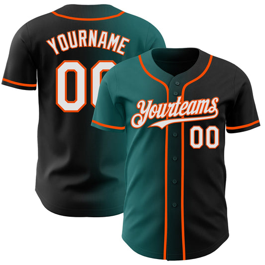 Custom Black White Teal-Orange Authentic Gradient Fashion Baseball Jersey - Sky-Custom