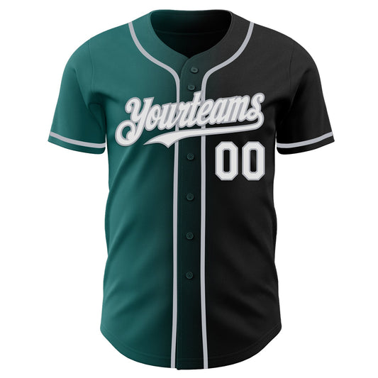 Custom Black White Teal-Gray Authentic Gradient Fashion Baseball Jersey - Sky-Custom