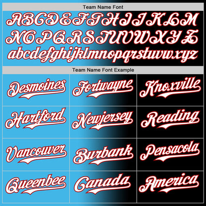 Custom Black White Sky Blue-Red Authentic Gradient Fashion Baseball Jersey - Sky-Custom