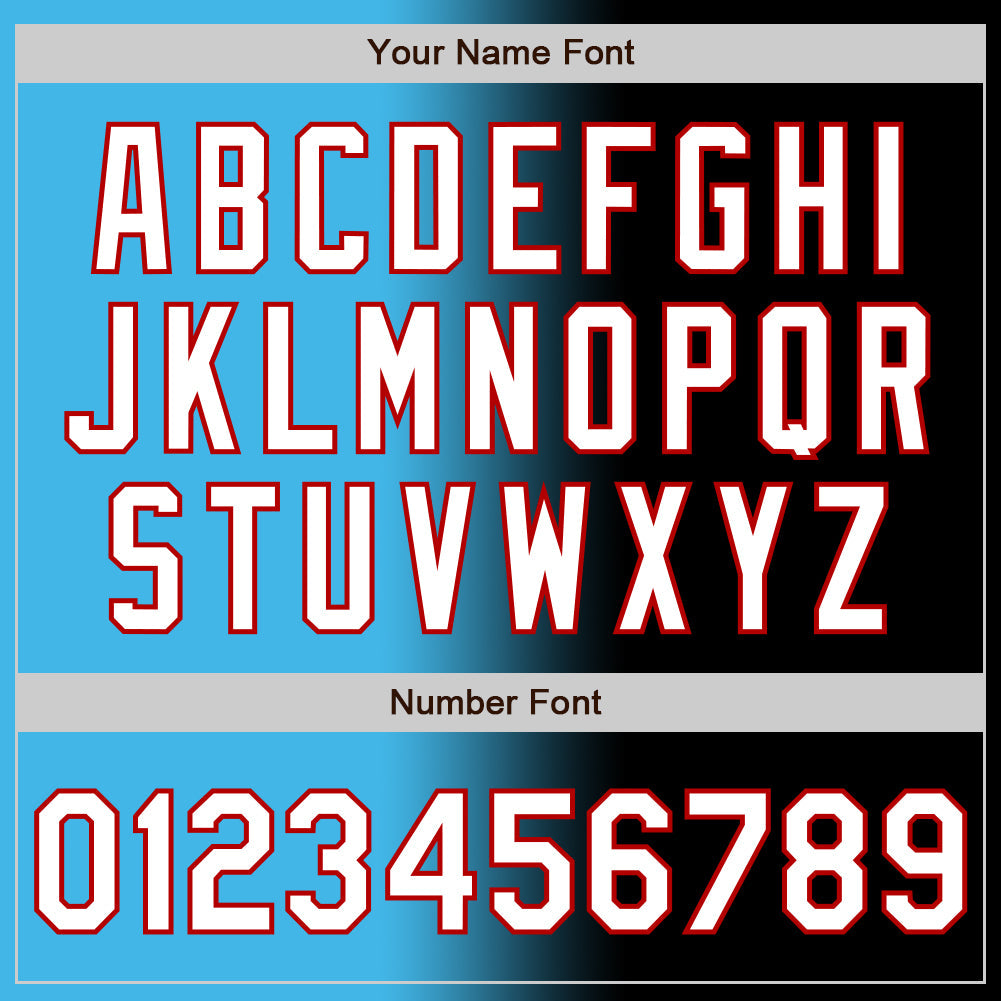 Custom Black White Sky Blue-Red Authentic Gradient Fashion Baseball Jersey - Sky-Custom