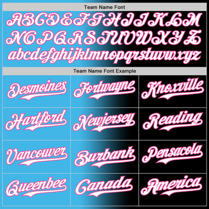 Custom Black White Sky Blue-Pink Authentic Gradient Fashion Baseball Jersey - Sky-Custom
