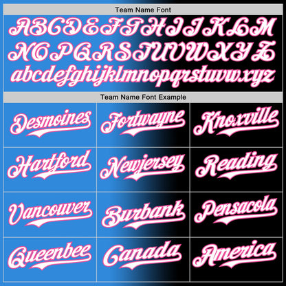 Custom Black White Electric Blue-Pink Authentic Gradient Fashion Baseball Jersey - Sky-Custom