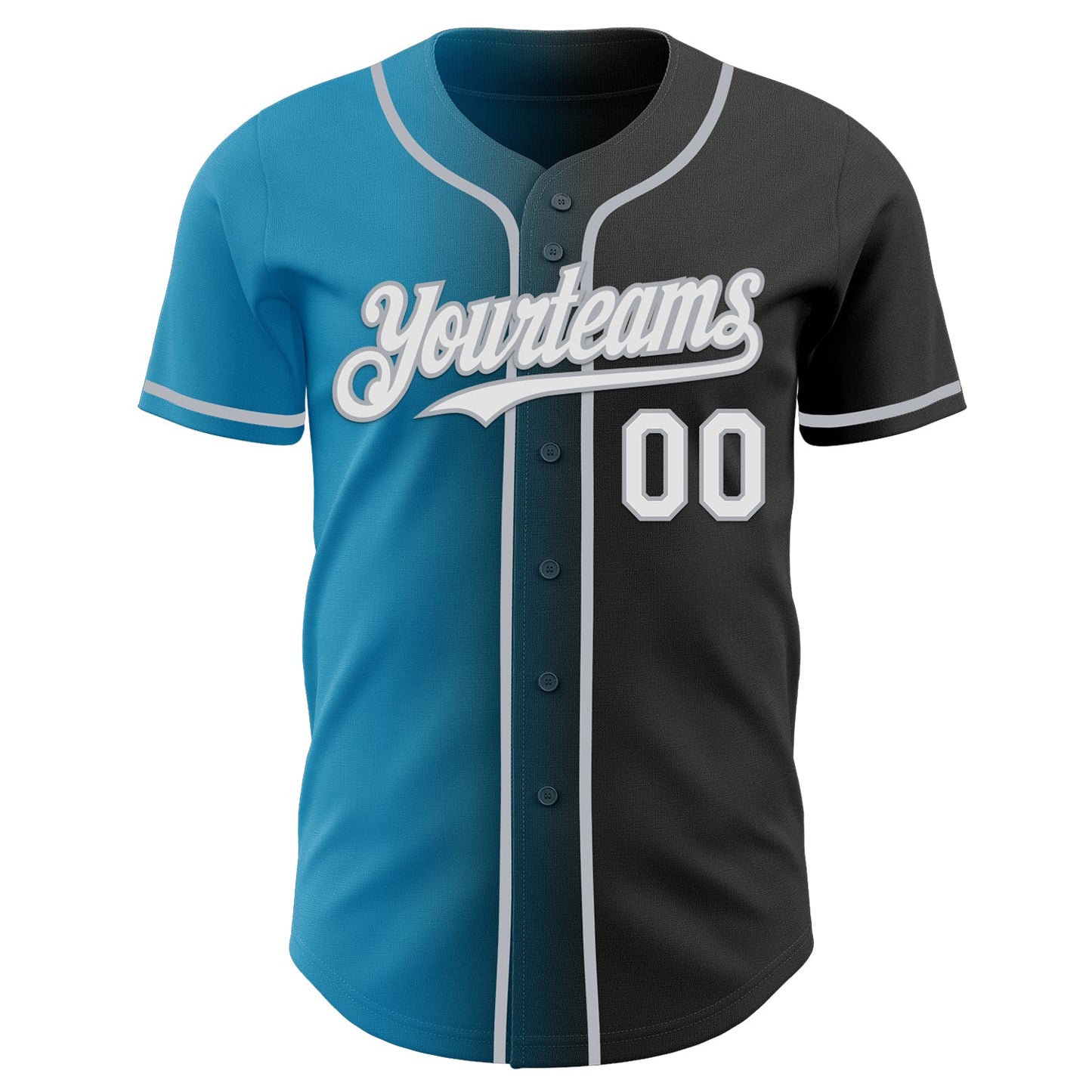 Custom Black White Panther Blue-Gray Authentic Gradient Fashion Baseball Jersey - Sky-Custom
