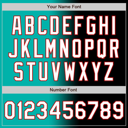 Custom Black White Aqua-Red Authentic Gradient Fashion Baseball Jersey - Sky-Custom
