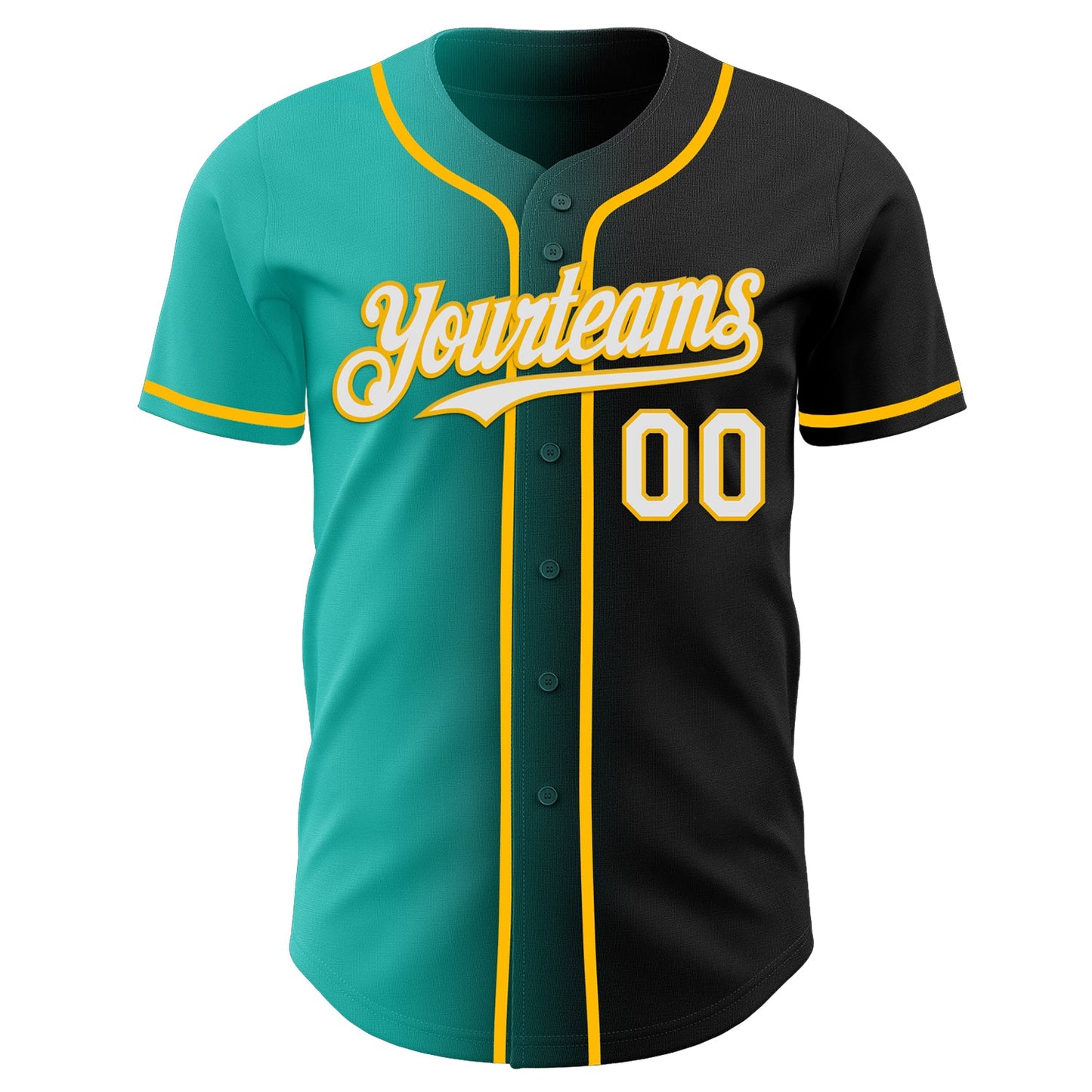 Custom Black White Aqua-Gold Authentic Gradient Fashion Baseball Jersey - Sky-Custom
