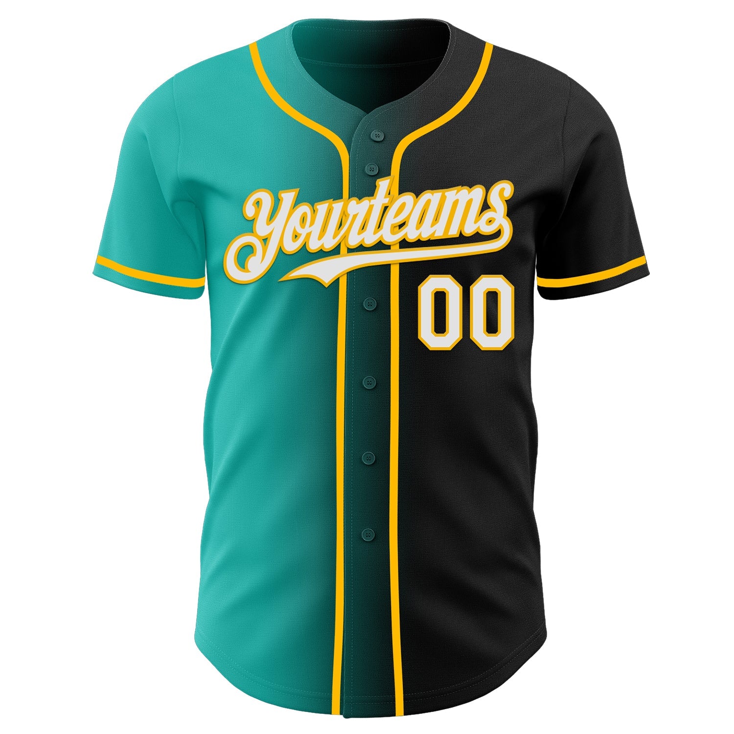 Custom Black White Aqua-Gold Authentic Gradient Fashion Baseball Jersey - Sky-Custom