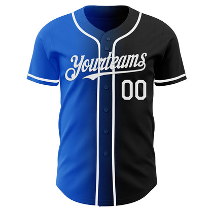 Custom Black White-Thunder Blue Authentic Gradient Fashion Baseball Jersey - Sky-Custom