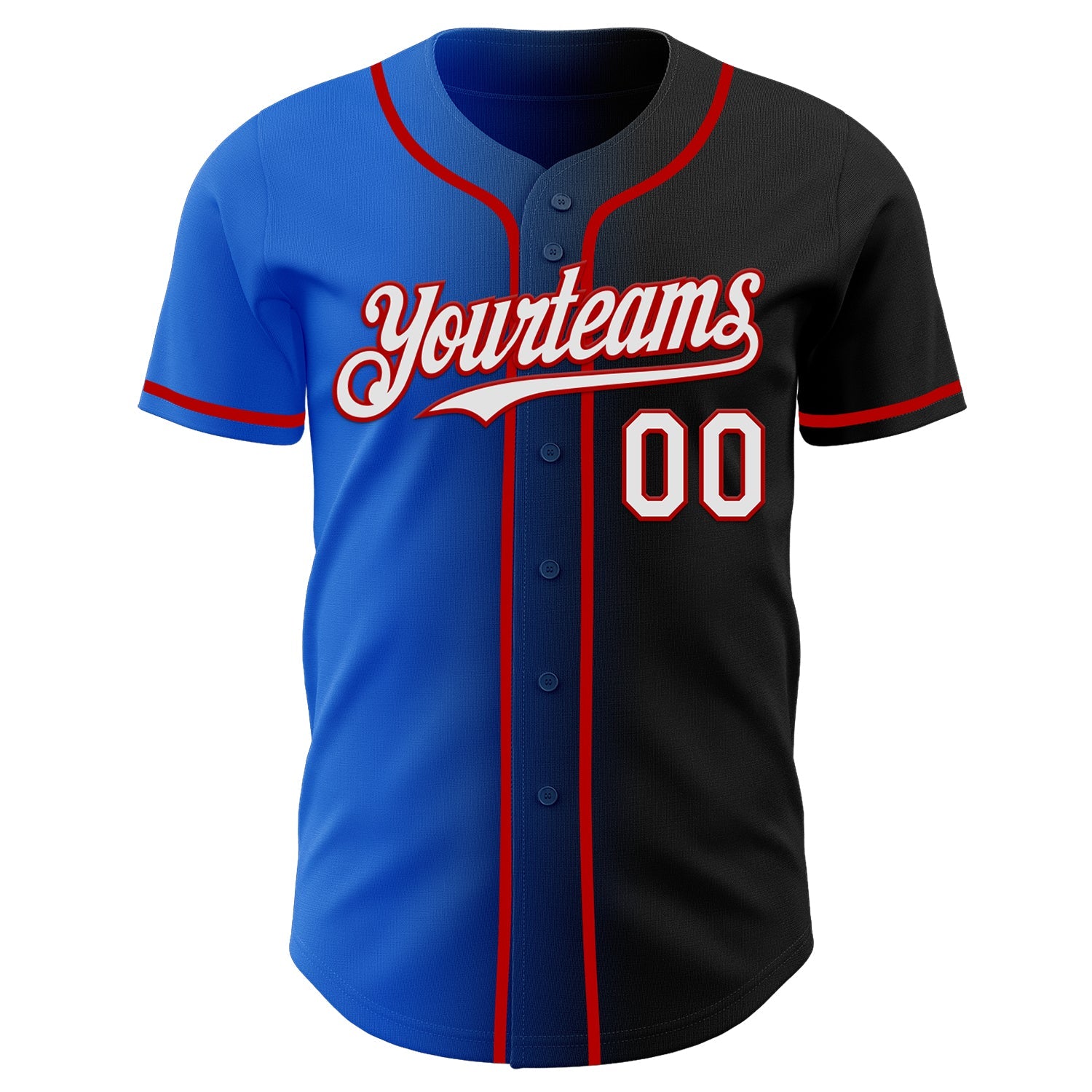 Custom Black White Thunder Blue-Red Authentic Gradient Fashion Baseball Jersey - Sky-Custom