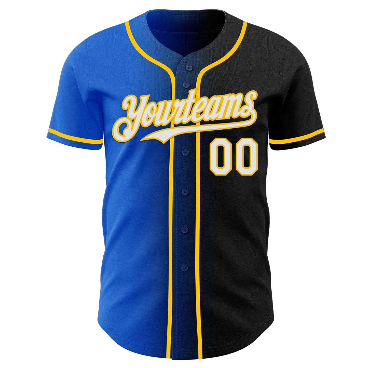 Custom Black White Thunder Blue-Yellow Authentic Gradient Fashion Baseball Jersey - Sky-Custom