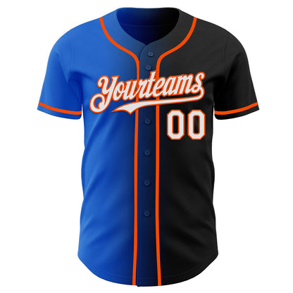 Custom Black White Thunder Blue-Orange Authentic Gradient Fashion Baseball Jersey - Sky-Custom