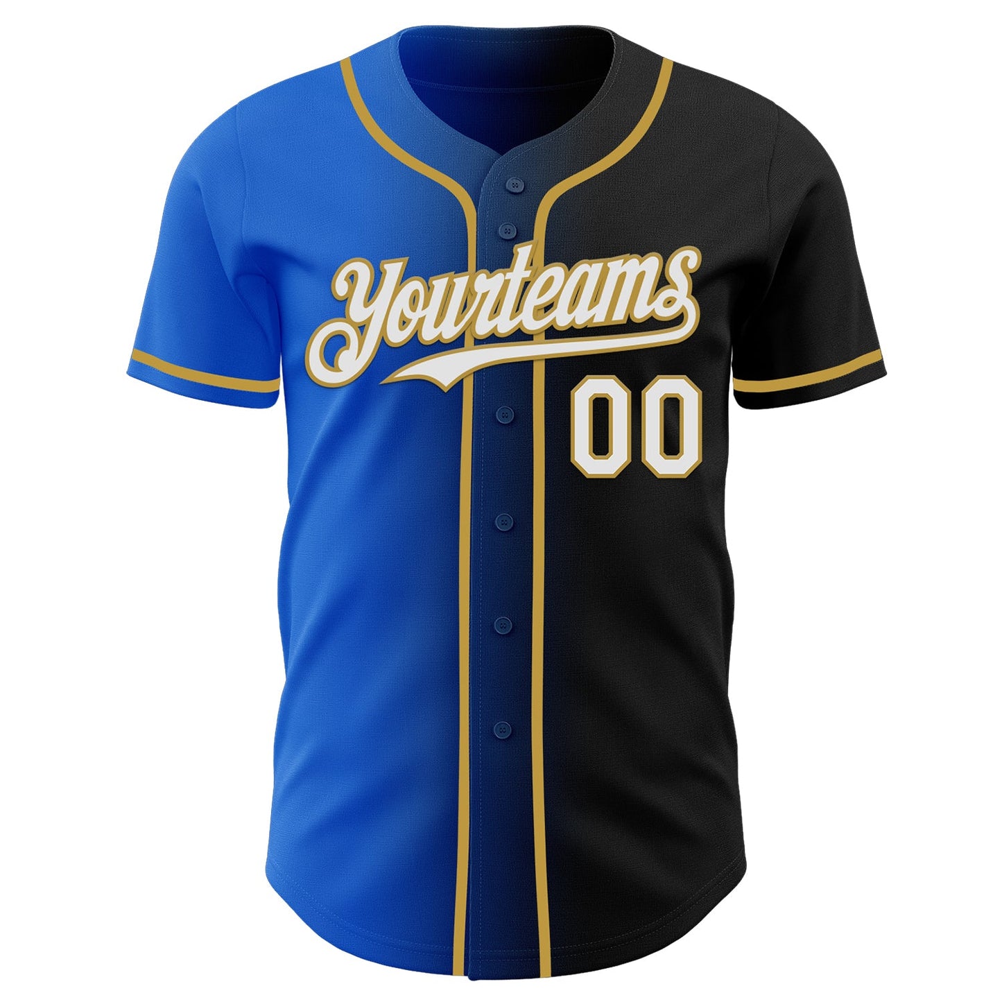 Custom Black White Thunder Blue-Old Gold Authentic Gradient Fashion Baseball Jersey - Sky-Custom