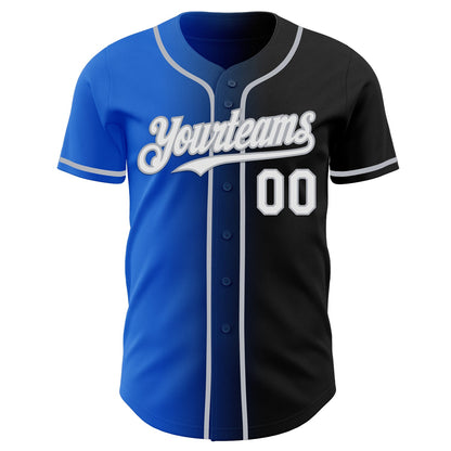 Custom Black White Thunder Blue-Gray Authentic Gradient Fashion Baseball Jersey - Sky-Custom