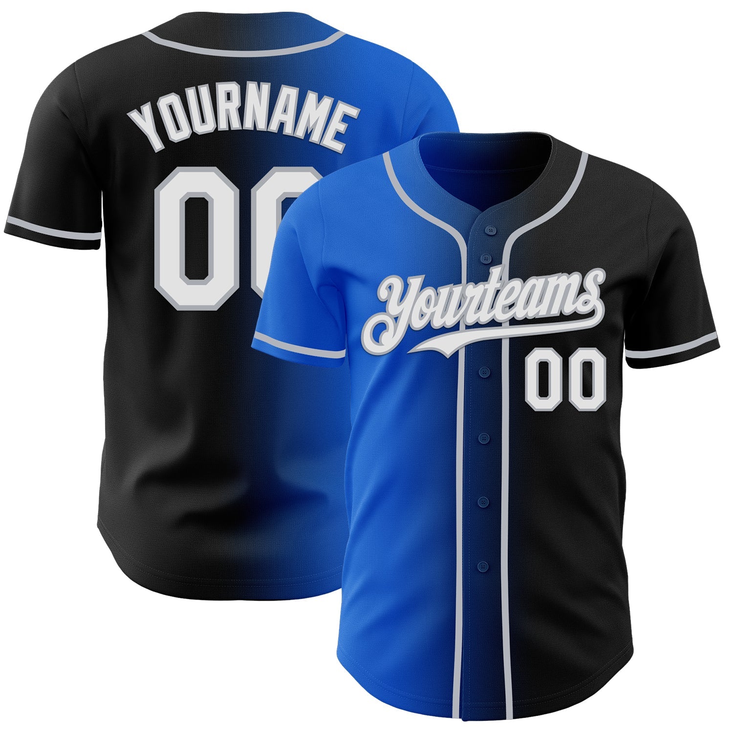Custom Black White Thunder Blue-Gray Authentic Gradient Fashion Baseball Jersey - Sky-Custom