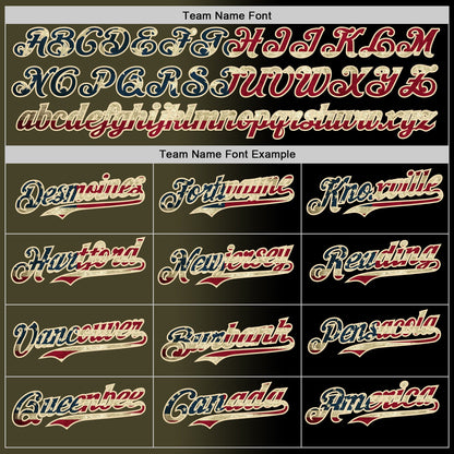Custom Black Vintage USA Flag Olive-Cream Authentic Gradient Fashion Baseball Jersey - Sky-Custom