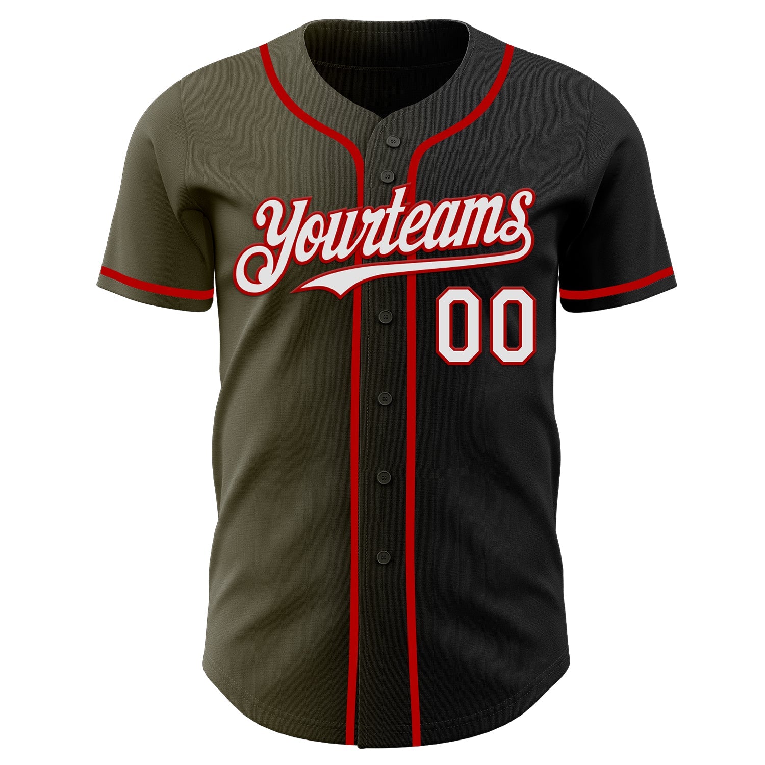 Custom Black White Olive-Red Authentic Gradient Fashion Baseball Jersey - Sky-Custom
