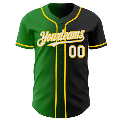 Custom Black White Grass Green-Yellow Authentic Gradient Fashion Baseball Jersey - Sky-Custom