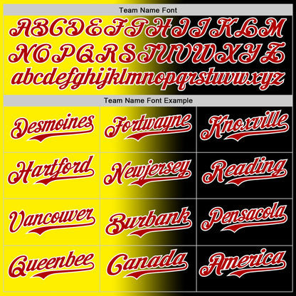 Custom Black Red Light Yellow-White Authentic Gradient Fashion Baseball Jersey - Sky-Custom