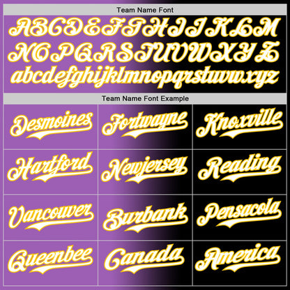 Custom Black White Medium Purple-Yellow Authentic Gradient Fashion Baseball Jersey - Sky-Custom