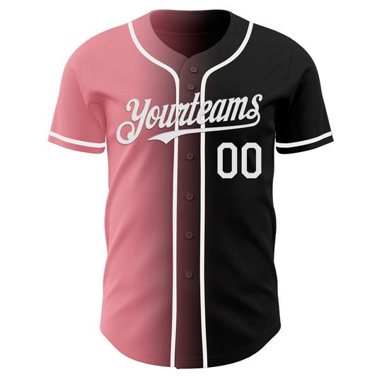 Custom Black White-Medium Pink Authentic Gradient Fashion Baseball Jersey - Sky-Custom