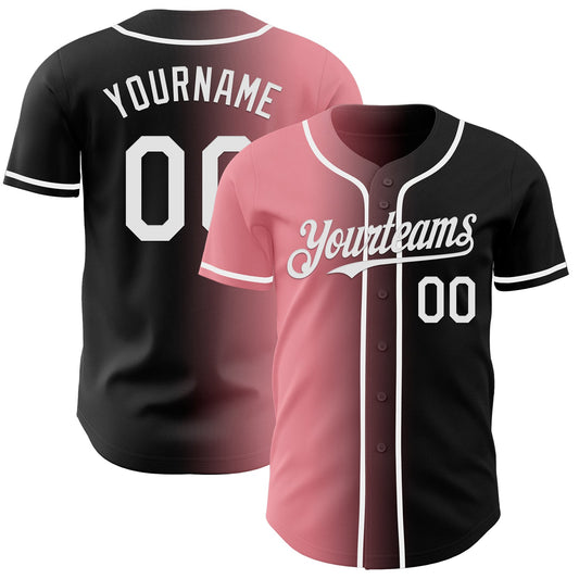 Custom Black White-Medium Pink Authentic Gradient Fashion Baseball Jersey - Sky-Custom