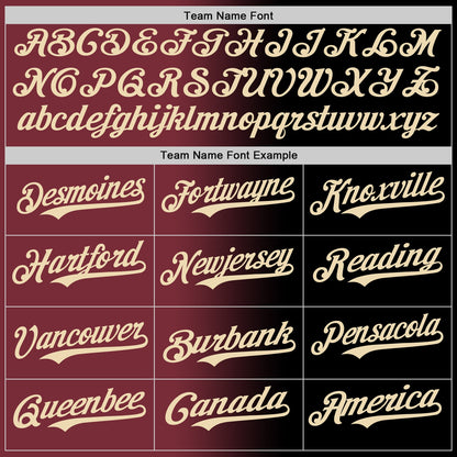Custom Black Cream-Burgundy Authentic Gradient Fashion Baseball Jersey - Sky-Custom
