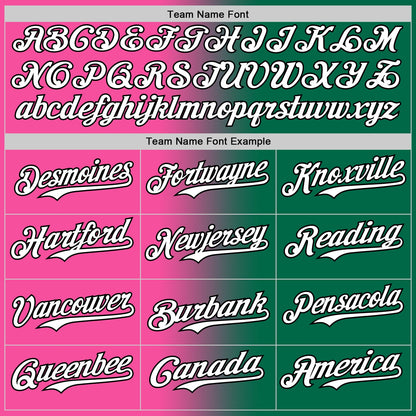 Custom Kelly Green White Pink-Black Authentic Gradient Fashion Baseball Jersey - Sky-Custom