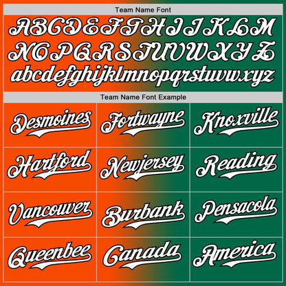 Custom Kelly Green White Orange-Black Authentic Gradient Fashion Baseball Jersey - Sky-Custom