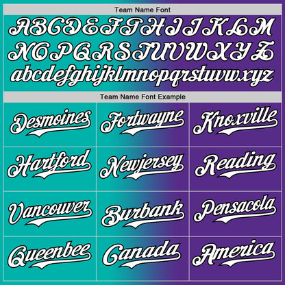 Custom Purple White Aqua-Black Authentic Gradient Fashion Baseball Jersey - Sky-Custom