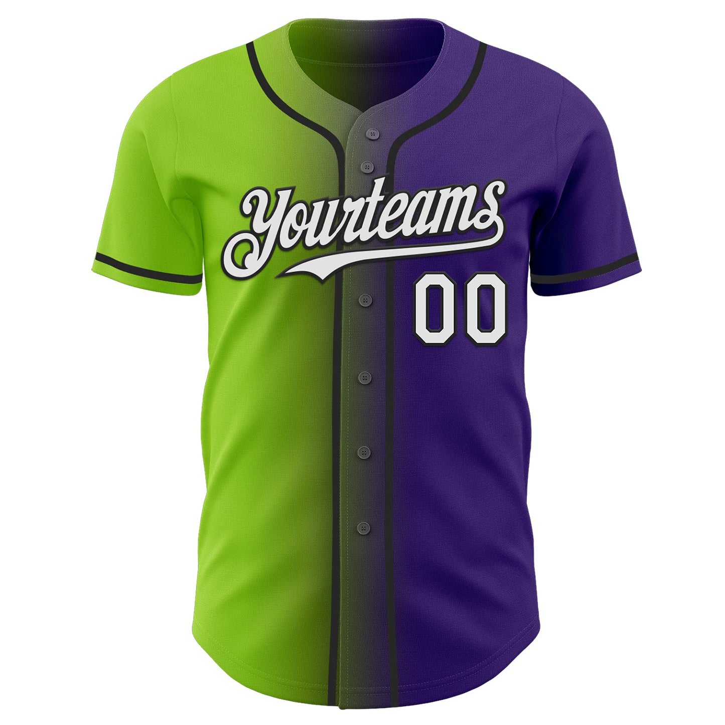 Custom Purple White Neon Green-Black Authentic Gradient Fashion Baseball Jersey - Sky-Custom