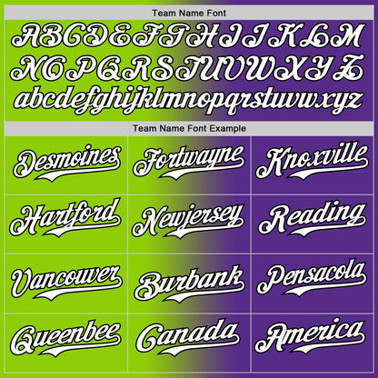 Custom Purple White Neon Green-Black Authentic Gradient Fashion Baseball Jersey - Sky-Custom