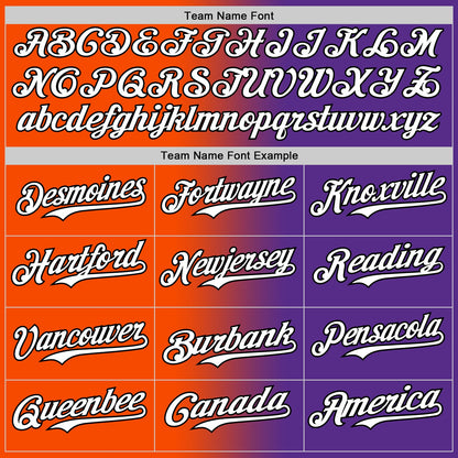 Custom Purple White Orange-Black Authentic Gradient Fashion Baseball Jersey - Sky-Custom