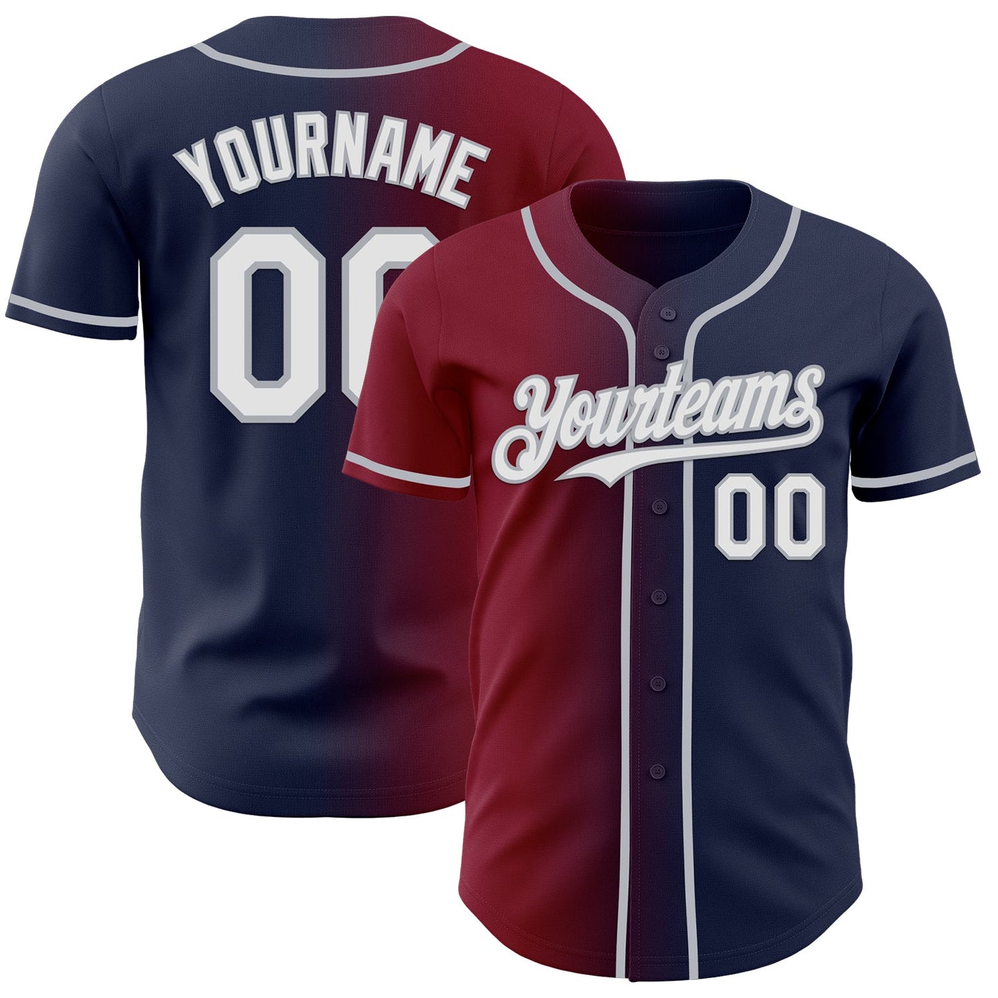 Custom Navy White Crimson-Gray Authentic Gradient Fashion Baseball Jersey - Sky-Custom