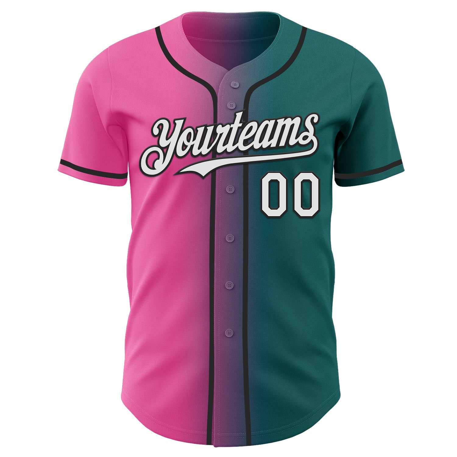 Custom Teal White Pink-Black Authentic Gradient Fashion Baseball Jersey - Sky-Custom