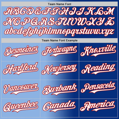 Custom Royal White Light Blue-Red Authentic Gradient Fashion Baseball Jersey - Sky-Custom