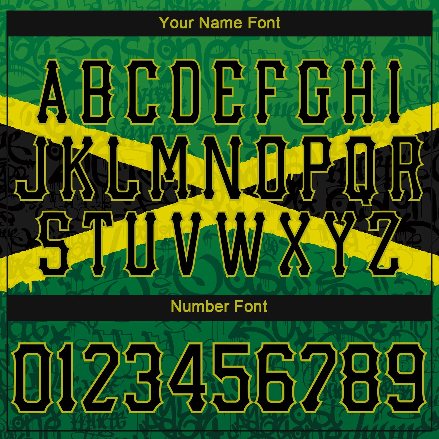 Custom Graffiti Pattern Black-Green 3D Jamaica Authentic Baseball Jersey - Sky-Custom