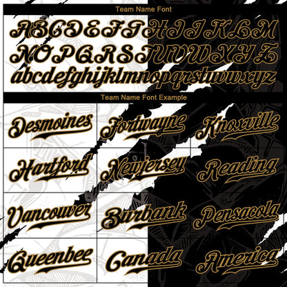 Custom Graffiti Pattern Black-Old Gold 3D Authentic Baseball Jersey - Sky-Custom