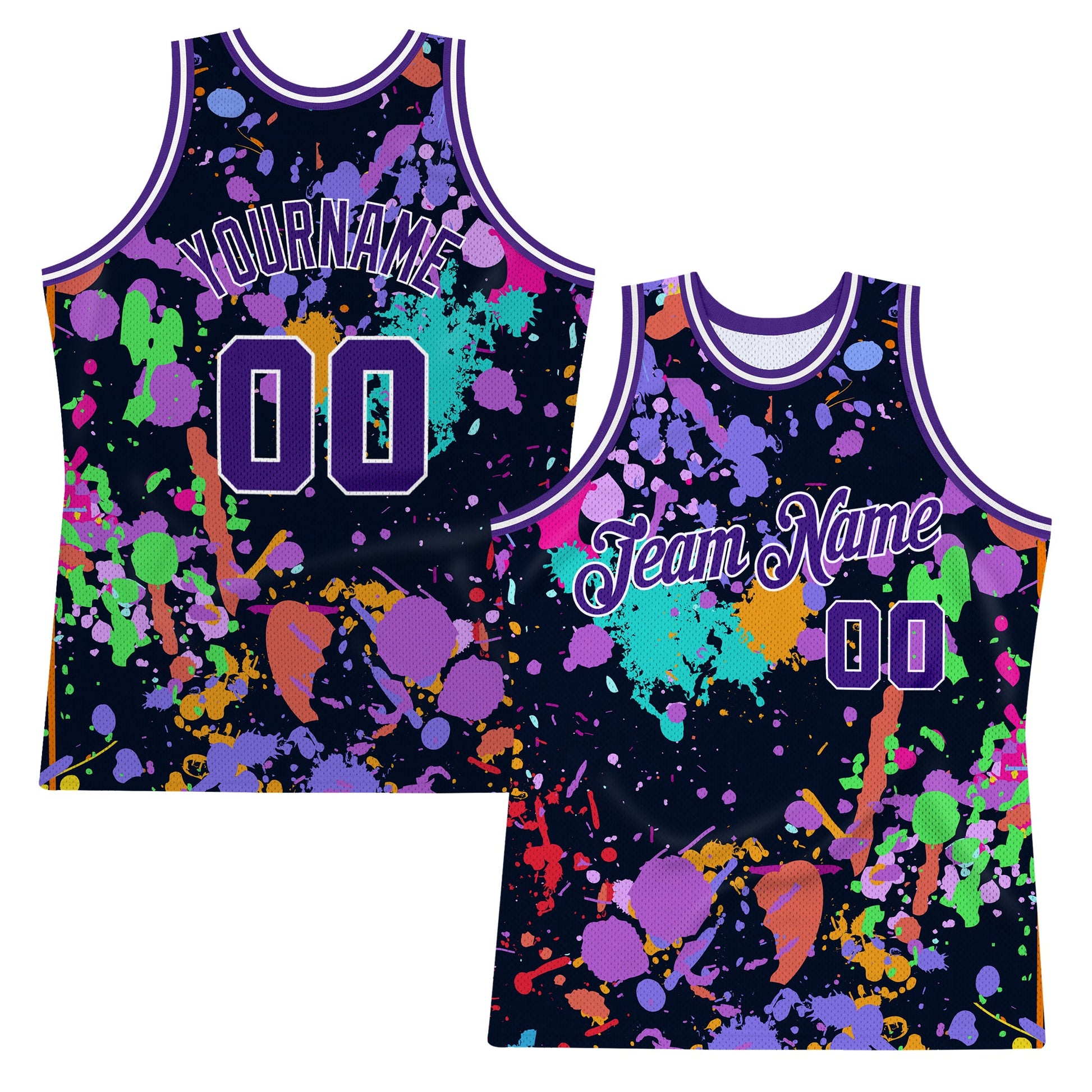Custom Graffiti Pattern Purple-White 3D Splashes Authentic Basketball Jersey - Sky-Custom