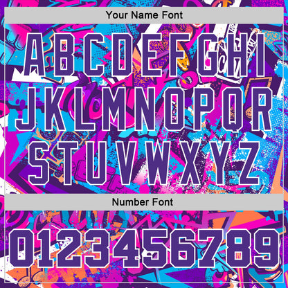 Custom Graffiti Pattern Purple-White 3D Words Authentic Basketball Jersey - Sky-Custom