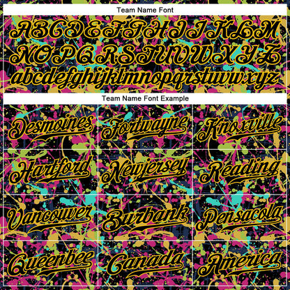 Custom Graffiti Pattern Black-Gold 3D Grunge Shabby Authentic Baseball Jersey - Sky-Custom